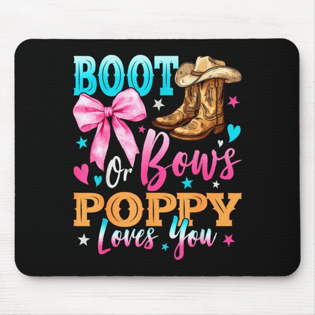 Mousepad Boots Or Bows Ppy Loves You Gender Reveal Family  (Frente)