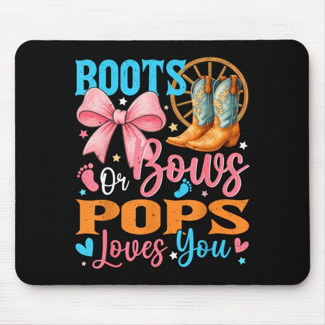 Mousepad Boots Or Bows Ps Loves You Gender Reveal Family  (Frente)