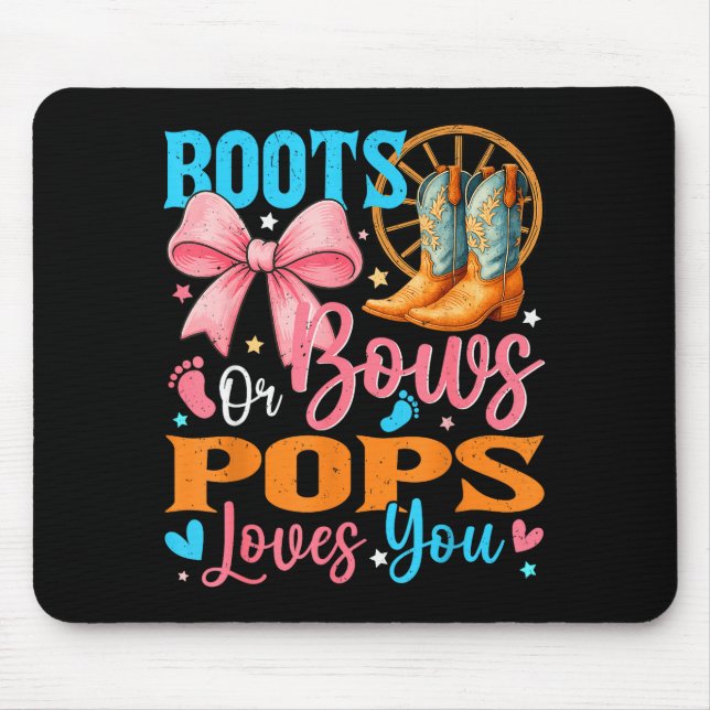 Mousepad Boots Or Bows Ps Loves You Gender Reveal Family  (Frente)