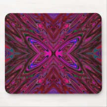 Borboleta Abstrata Rosa Quente, Vermelho e Azul Tr