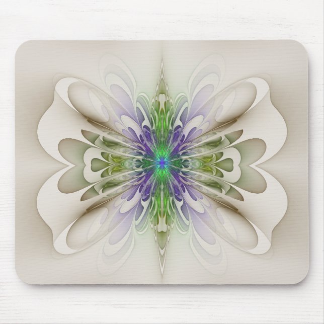 Mousepad Borboleta abstrato roxa e verde "Grove Gowan" (Frente)