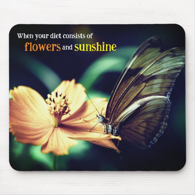 Mousepad Borboleta alimentando flores (Frente)