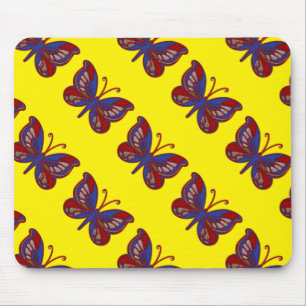 Mousepad Borboleta Amarelo-Borboleta Azul-Vermelha