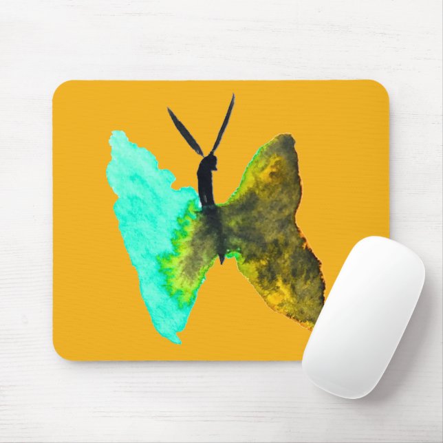 Mousepad Borboleta aquarela azul aqua bonita (Com mouse)