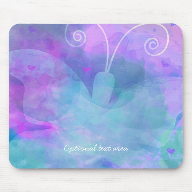 Mousepad Borboleta Aquarela Pastel Personalizada Custom (Frente)