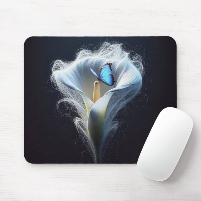 Mousepad Borboleta Azul Comum Morpho Em Lily (Com mouse)
