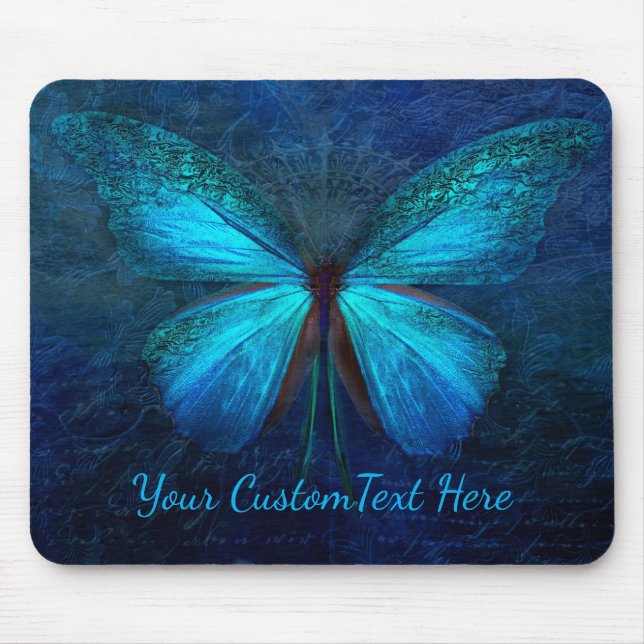 Mousepad Borboleta Azul Mística Personalizada (Frente)