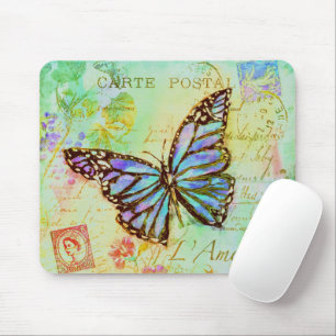Mousepad Borboleta azul-turquesa e roxa
