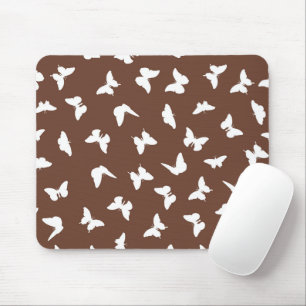 Mousepad Borboleta branca Fundo castanho, estético esticad