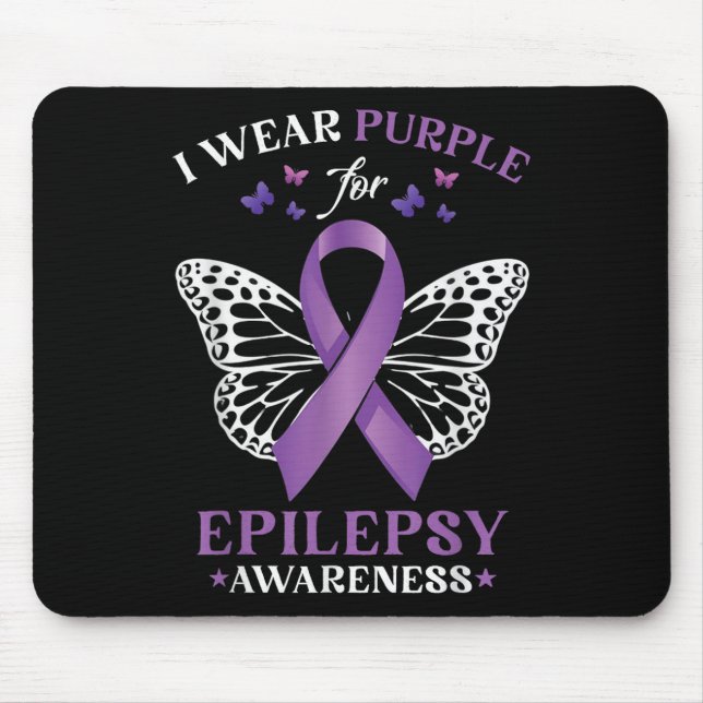 Mousepad Borboleta Cardíaca Eu Visto Roxo Para Epilepsia Aw (Frente)