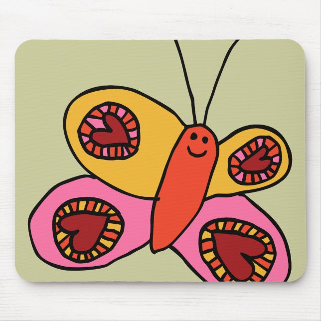 Mousepad Borboleta Colorida Desenho Animado Fofo (Frente)