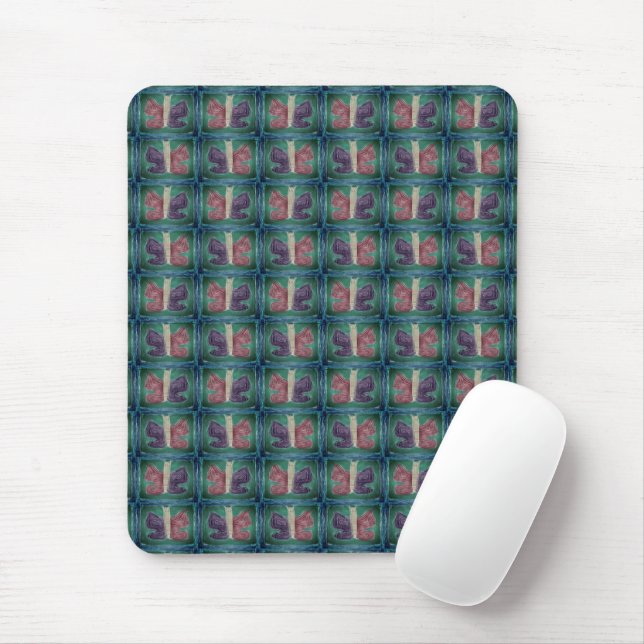 Mousepad Borboleta colorida | Filtro de nevoeiro | Base | (Com mouse)
