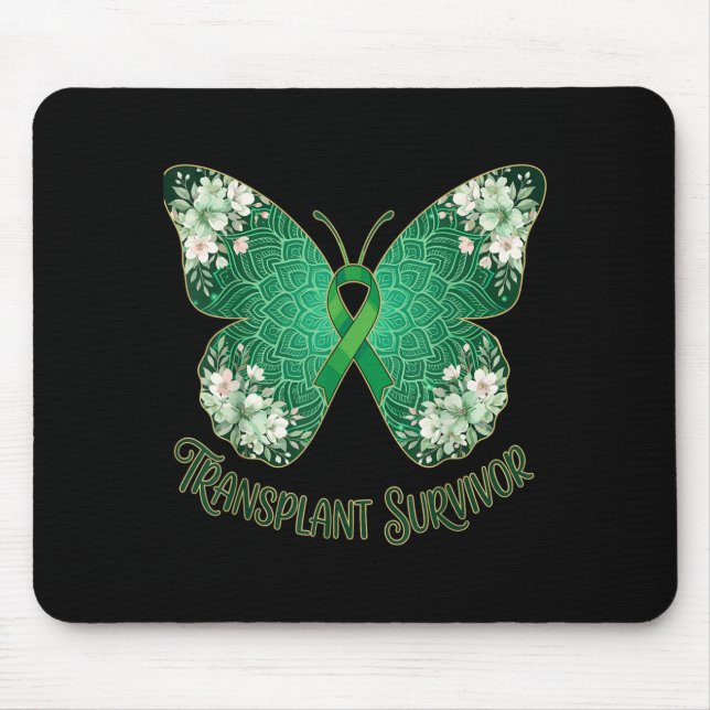 Mousepad Borboleta de Fita Verde Mandala Transplantada Sobr (Frente)