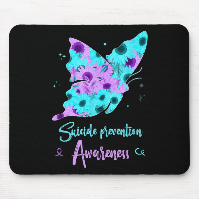 Mousepad Borboleta de Girassol de Conscientização sobre Pre (Frente)