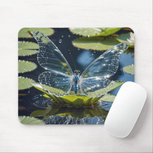 Mousepad Borboleta De Vidro Sobre Folha De Lily