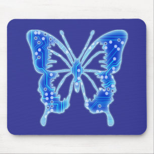 Mousepad Borboleta digital azul, personalizar fundo