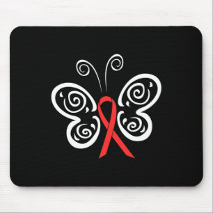 Mousepad Borboleta do Laço Vermelho Câncer de Sangue Hiv Ai