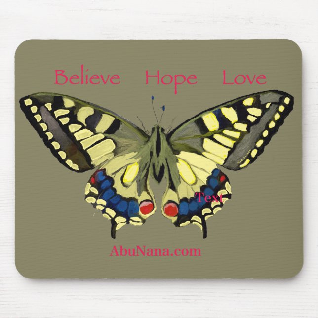 Mousepad Borboleta e crença simples, esperança, amor (Frente)