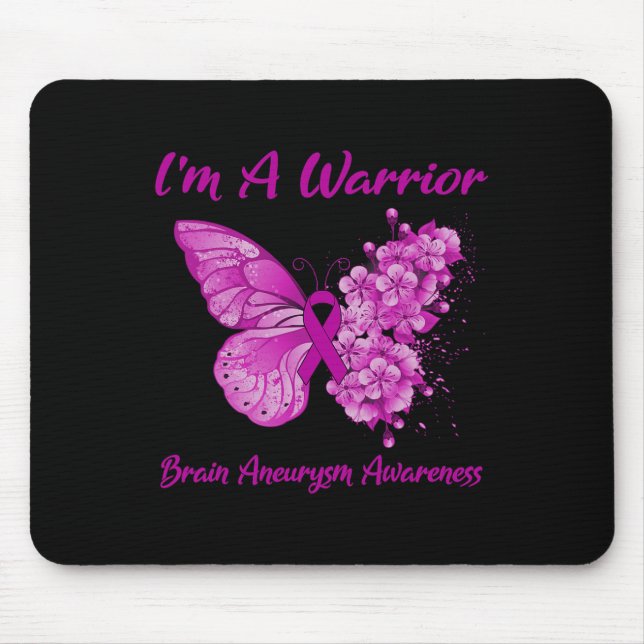 Mousepad Borboleta Eu sou um guerreiro Cérebro Aneurisma Co (Frente)
