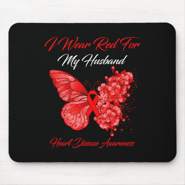 Mousepad Borboleta Eu Uso Vermelho Para Doença Cardíaca Do  (Frente)