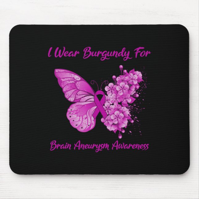 Mousepad Borboleta Eu Visto Borgonha Para Aneurismo Cérebro (Frente)