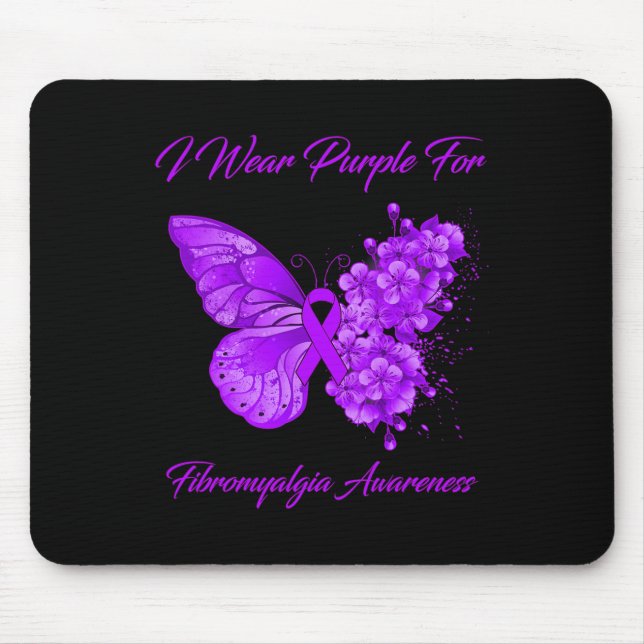 Mousepad Borboleta Eu Visto Roxo Para Conhecer Fibromialgia (Frente)