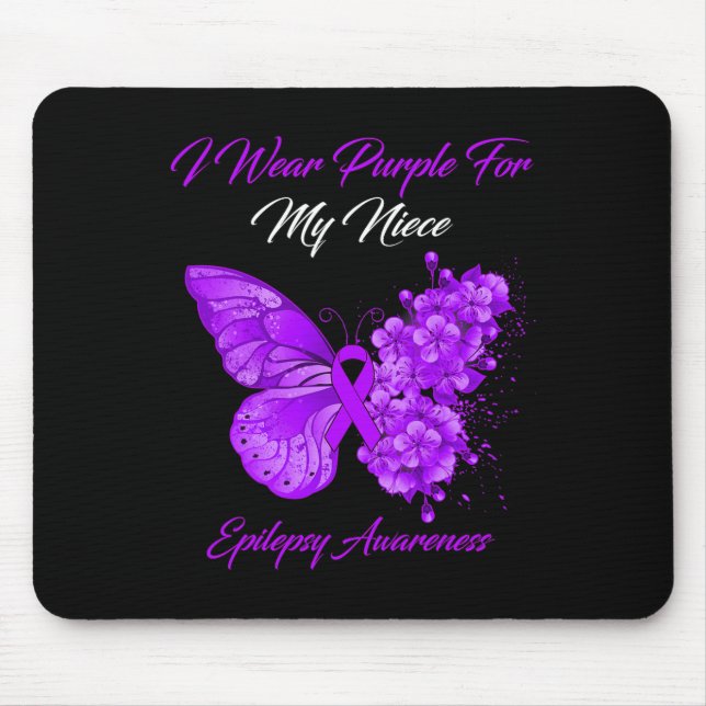 Mousepad Borboleta Eu Visto Roxo Para Minha sobrinha Epilep (Frente)