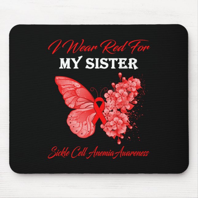 Mousepad Borboleta Eu Visto Vermelho Para A Minha Anilha De (Frente)