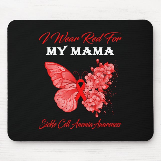 Mousepad Borboleta Eu Visto Vermelho Para A Minha Mãe Célul (Frente)