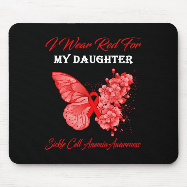 Mousepad Borboleta Eu Visto Vermelho Para Minha Filha Célul (Frente)