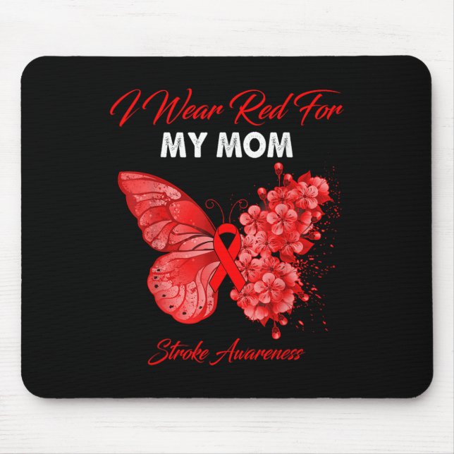 Mousepad Borboleta Eu Visto Vermelho Para Minha Mãe Causar  (Frente)