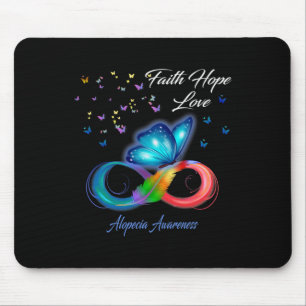 Mousepad Borboleta Fé Esperança Ama Alopecia Consciência 1