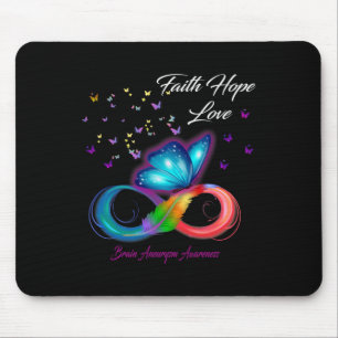 Mousepad Borboleta Fé Esperança Ama Aneurisma Cérebro Consc