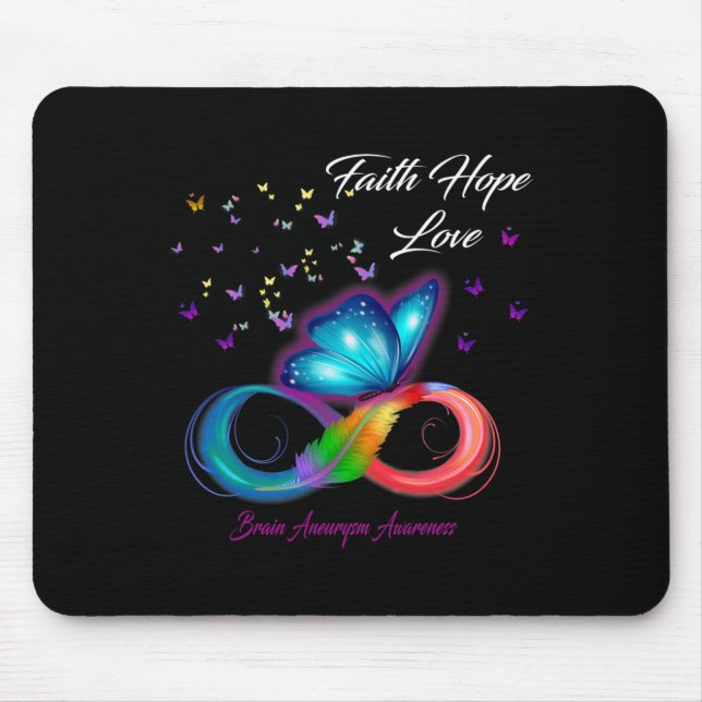 Mousepad Borboleta Fé Esperança Ama Aneurisma Cérebro Consc (Frente)