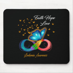 Mousepad Borboleta Fé Esperança Ama Consciência da Leucemia