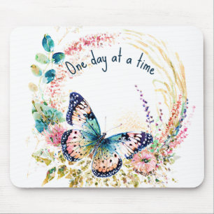 Mousepad Borboleta floral aquarela personalizada
