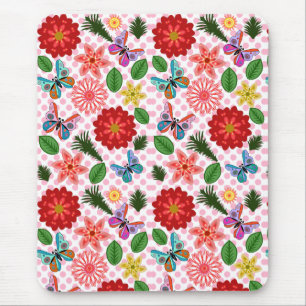 Mousepad Borboleta Floral de Jardim de Primavera Moderna 