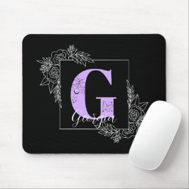 Mousepad Borboleta Floral Púrpura Monograma Personalizado -
