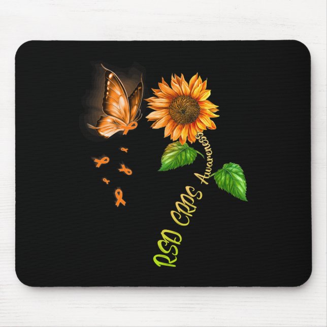 Mousepad Borboleta Girassol RSD Sensibilização CRPS (Frente)