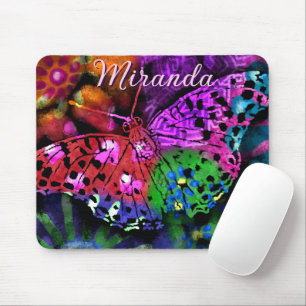 Mousepad Borboleta Inseto Abstrato Púrpura Cor-de-rosa Cor-