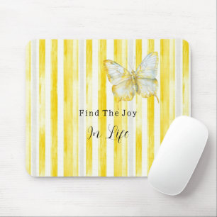 Mousepad Borboleta Listras Brancas Amarelo Limão Encontra A