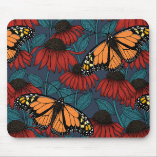 Mousepad Borboleta-monarca em camponeses vermelhos