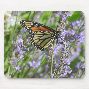 Mousepad Borboleta Monarca em Flores de Lavanda