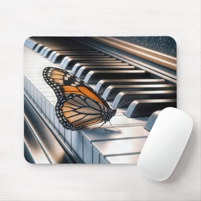 Mousepad Borboleta Monarca em Piano (Com mouse)
