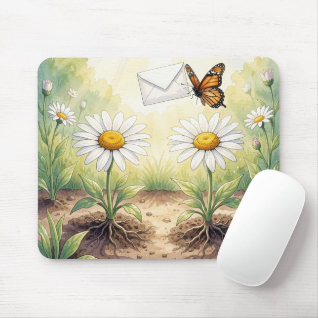 Mousepad Borboleta Monarca Entregando Correspondência (Com mouse)