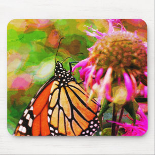 Mousepad Borboleta Monarca Na Abstrato