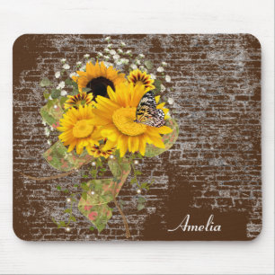 Mousepad borboleta no buquê de girassol