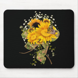 Mousepad borboleta no buquê de girassol