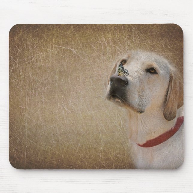 Mousepad borboleta no nariz de Labrador (Frente)