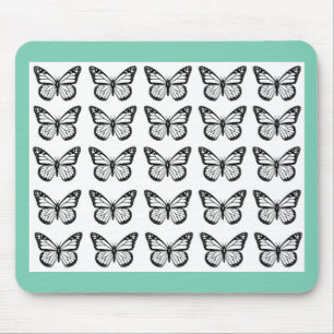 Mousepad Borboleta preta contornos em Branco